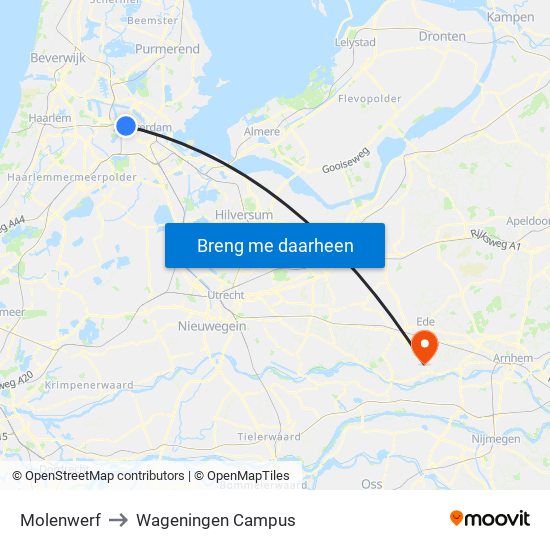 Molenwerf to Wageningen Campus map