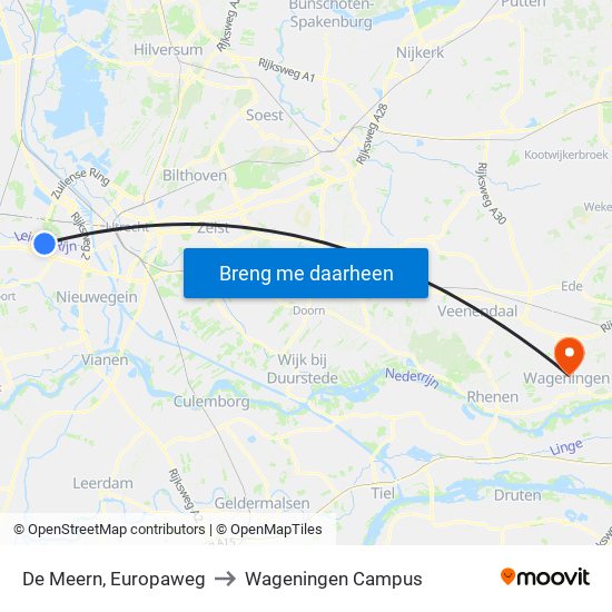De Meern, Europaweg to Wageningen Campus map