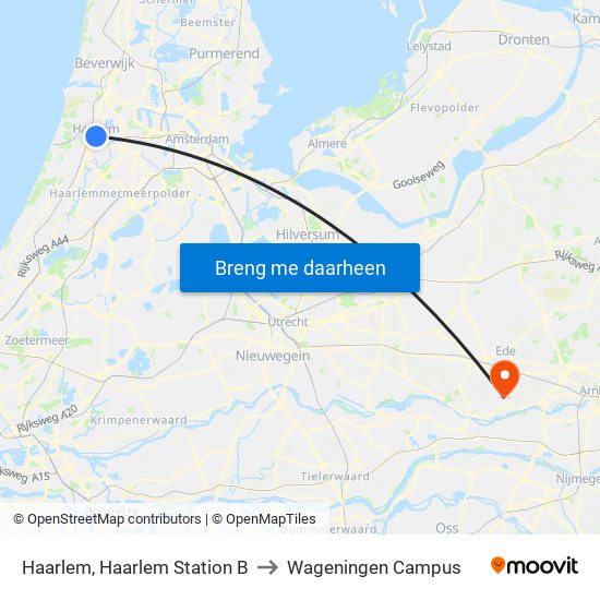 Haarlem, Haarlem Station B to Wageningen Campus map