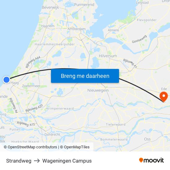 Strandweg to Wageningen Campus map
