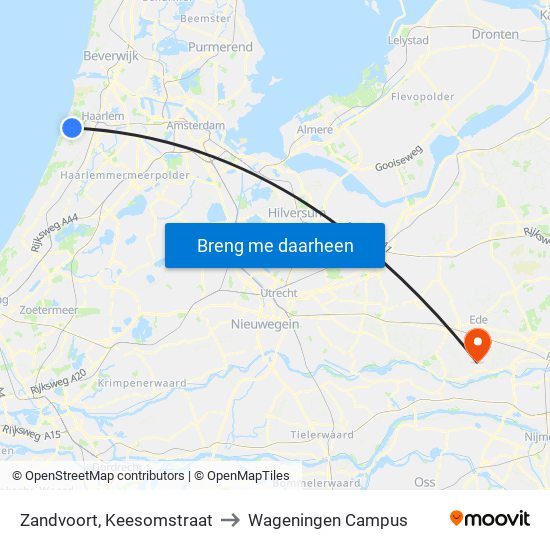 Zandvoort, Keesomstraat to Wageningen Campus map