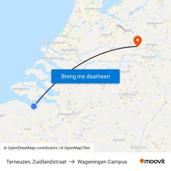 Terneuzen, Zuidlandstraat to Wageningen Campus map