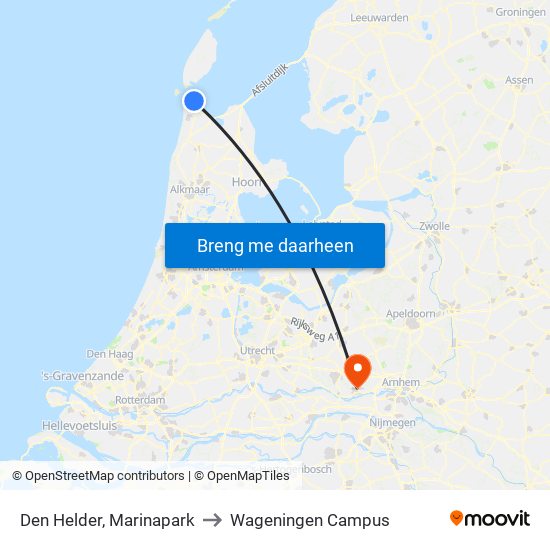 Den Helder, Marinapark to Wageningen Campus map