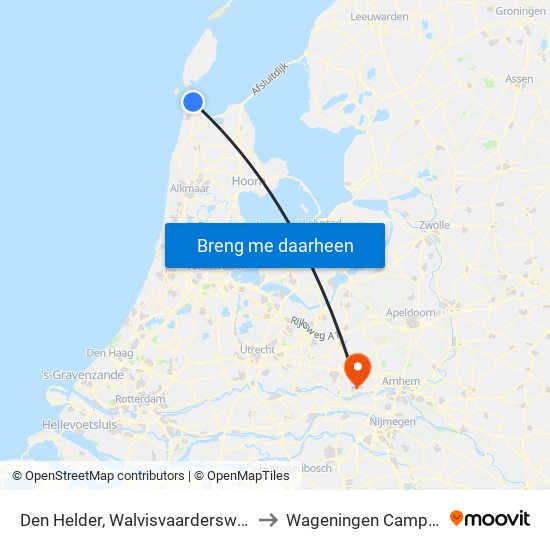 Den Helder, Walvisvaardersweg to Wageningen Campus map