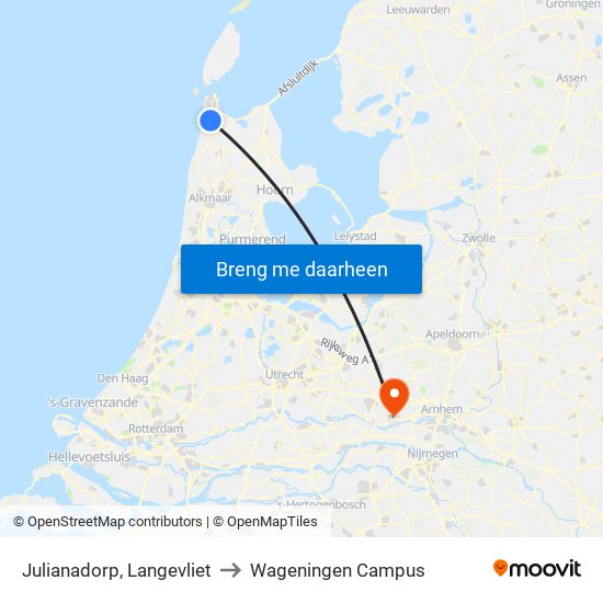 Julianadorp, Langevliet to Wageningen Campus map