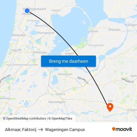 Alkmaar, Faktorij to Wageningen Campus map