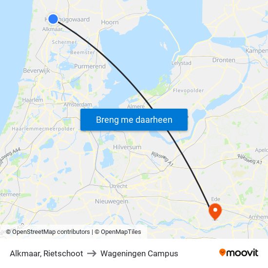 Alkmaar, Rietschoot to Wageningen Campus map