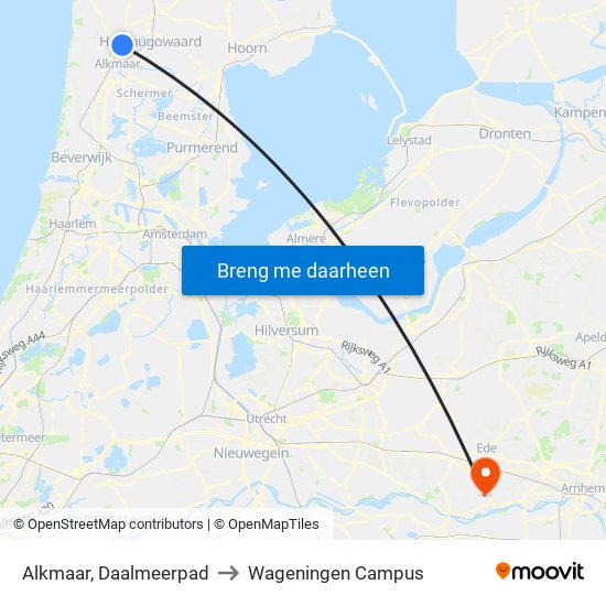 Alkmaar, Daalmeerpad to Wageningen Campus map