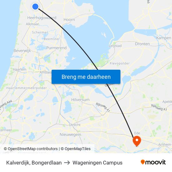 Kalverdijk, Bongerdlaan to Wageningen Campus map