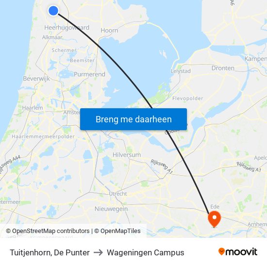 Tuitjenhorn, De Punter to Wageningen Campus map