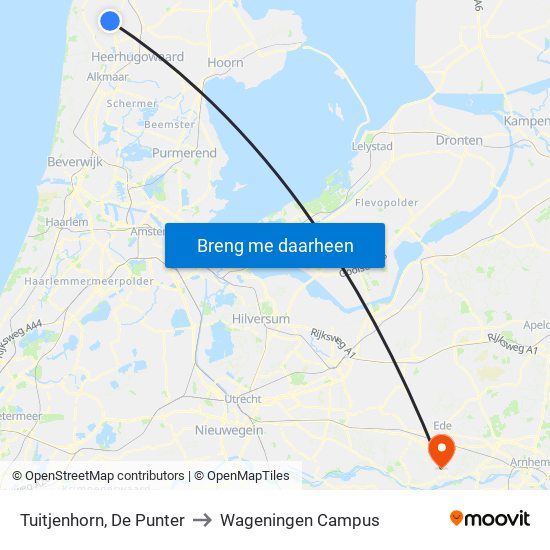 Tuitjenhorn, De Punter to Wageningen Campus map