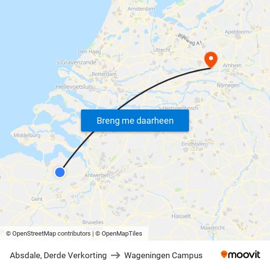 Absdale, Derde Verkorting to Wageningen Campus map