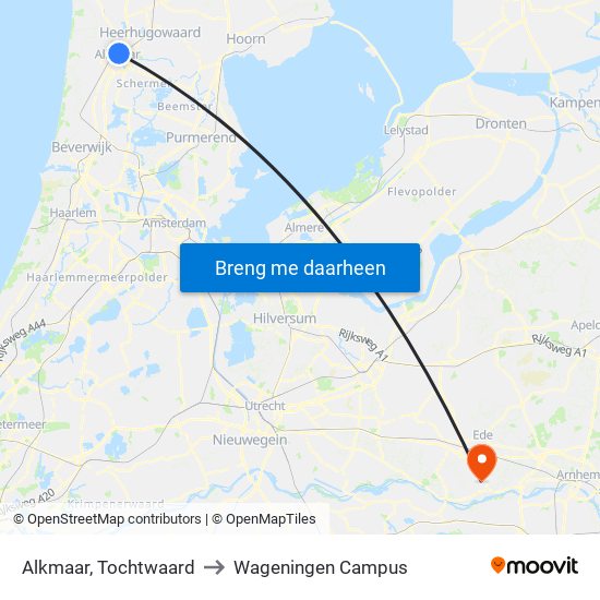 Alkmaar, Tochtwaard to Wageningen Campus map