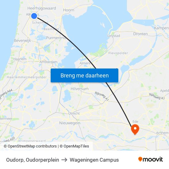 Oudorp, Oudorperplein to Wageningen Campus map