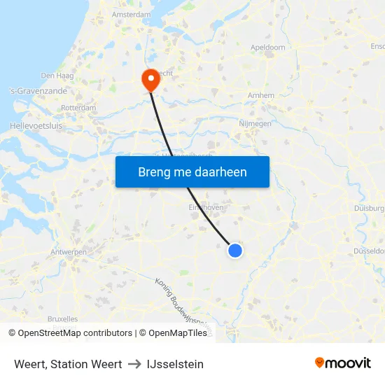 Weert, Station Weert to IJsselstein map