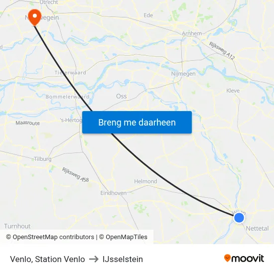 Venlo, Station Venlo to IJsselstein map