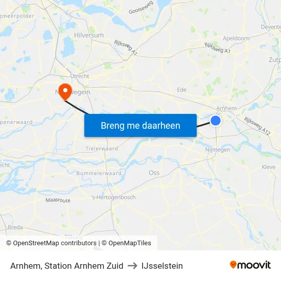 Arnhem, Station Arnhem Zuid to IJsselstein map