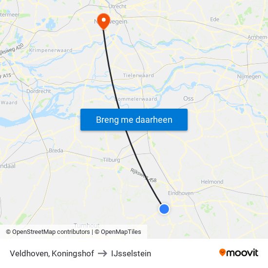 Veldhoven, Koningshof to IJsselstein map