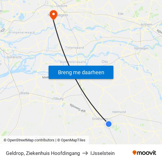 Geldrop, Ziekenhuis Hoofdingang to IJsselstein map