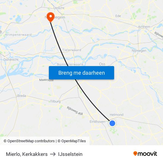 Mierlo, Kerkakkers to IJsselstein map