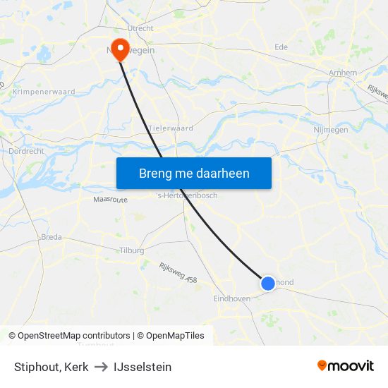 Stiphout, Kerk to IJsselstein map