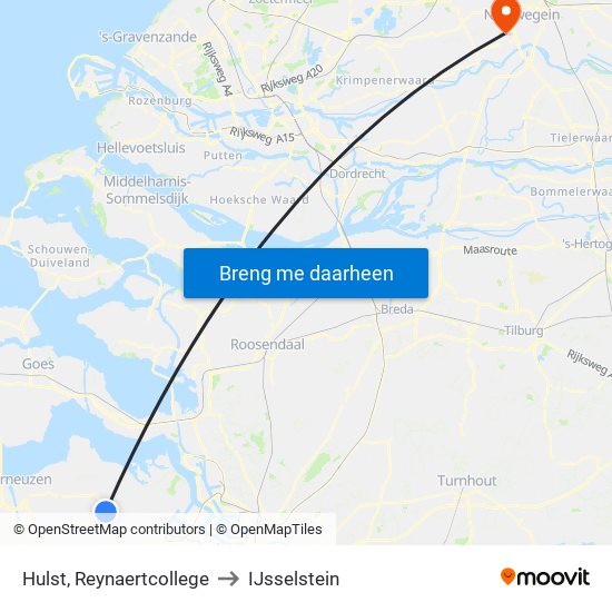 Hulst, Reynaertcollege to IJsselstein map