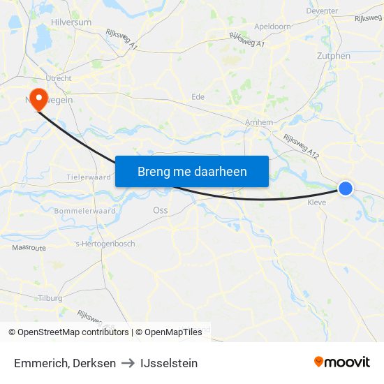 Emmerich, Derksen to IJsselstein map