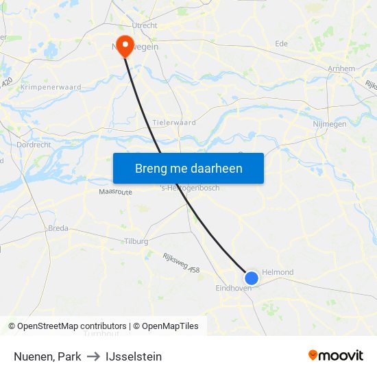 Nuenen, Park to IJsselstein map
