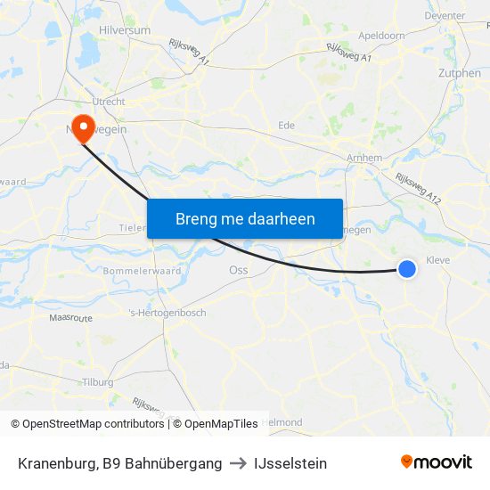 Kranenburg, B9 Bahnübergang to IJsselstein map