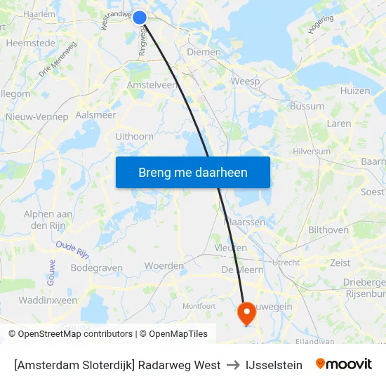 [Amsterdam Sloterdijk] Radarweg West to IJsselstein map