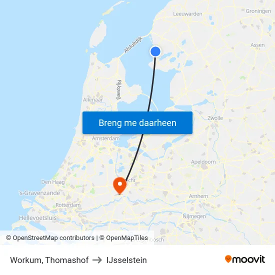 Workum, Thomashof to IJsselstein map