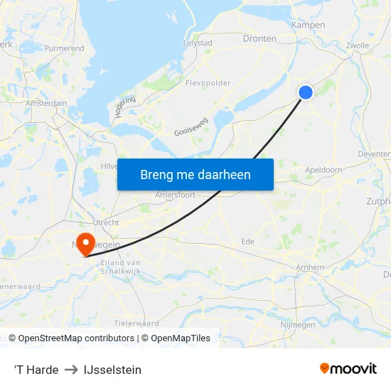 'T Harde to IJsselstein map