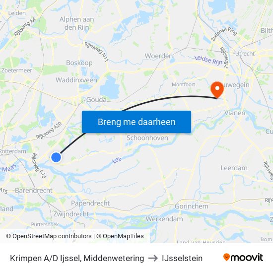 Krimpen A/D Ijssel, Middenwetering to IJsselstein map
