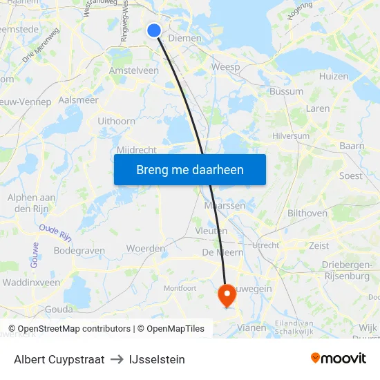 Albert Cuypstraat to IJsselstein map