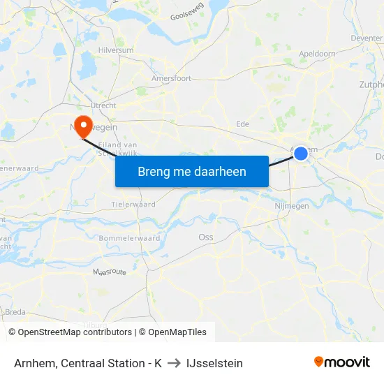 Arnhem, Centraal Station - K to IJsselstein map