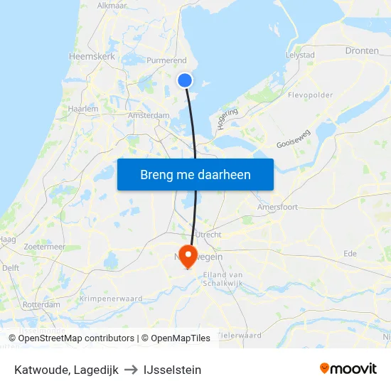 Katwoude, Lagedijk to IJsselstein map