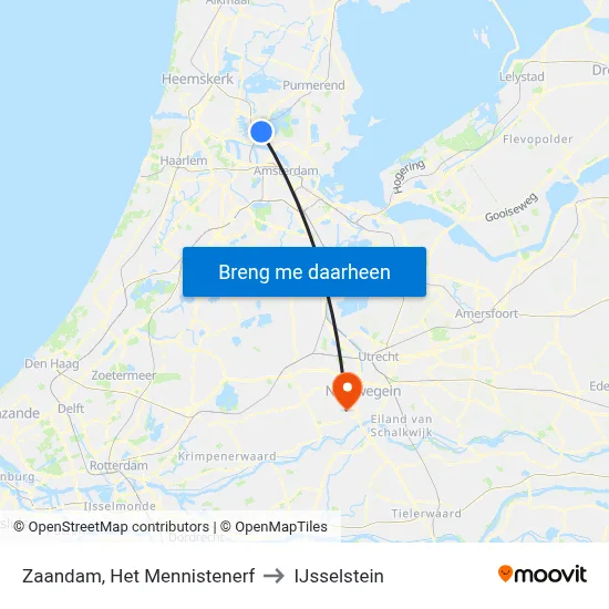 Zaandam, Het Mennistenerf to IJsselstein map