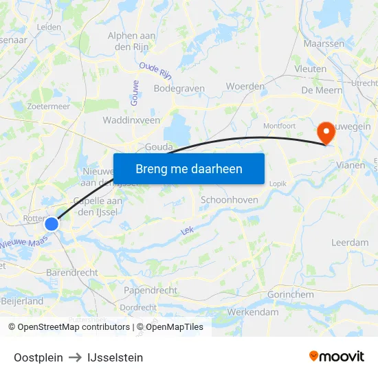 Oostplein to IJsselstein map