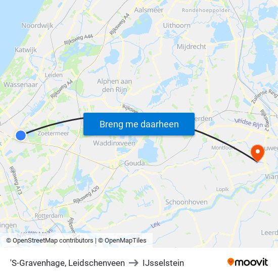 'S-Gravenhage, Leidschenveen to IJsselstein map