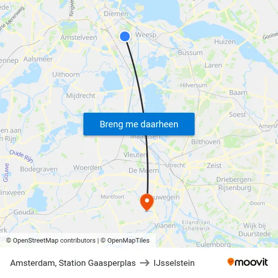 Amsterdam, Station Gaasperplas to IJsselstein map