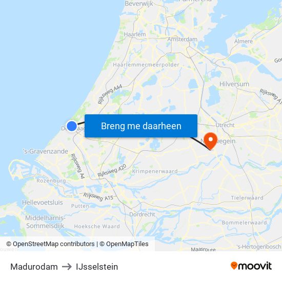 Madurodam to IJsselstein map