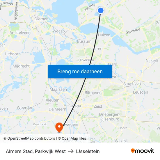 Almere Stad, Parkwijk West to IJsselstein map