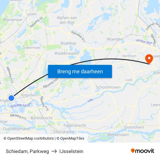 Schiedam, Parkweg to IJsselstein map