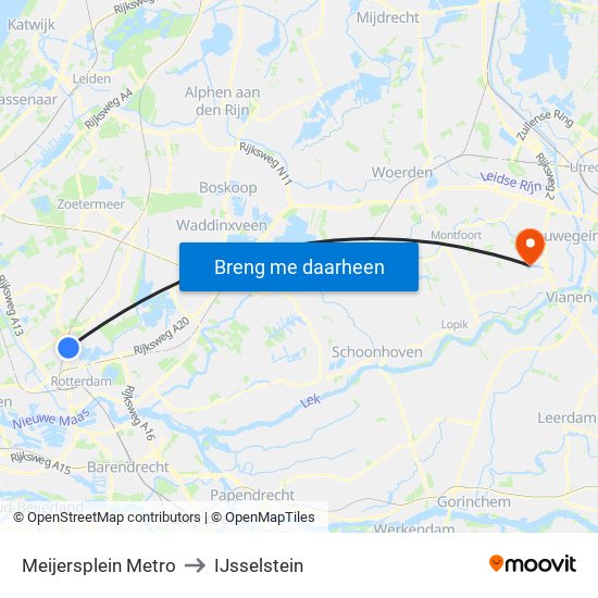 Meijersplein Metro to IJsselstein map