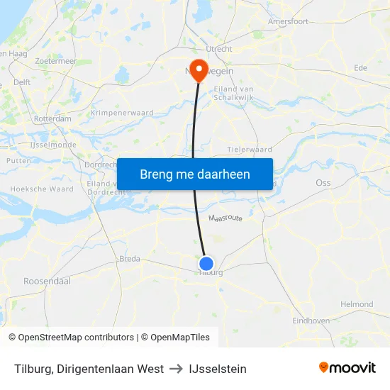 Tilburg, Dirigentenlaan West to IJsselstein map