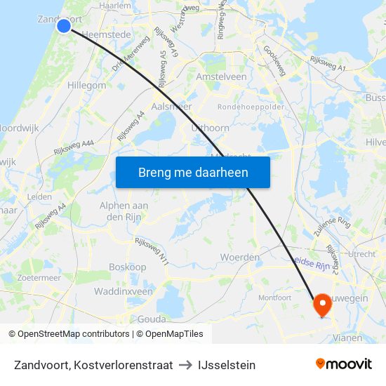 Zandvoort, Kostverlorenstraat to IJsselstein map