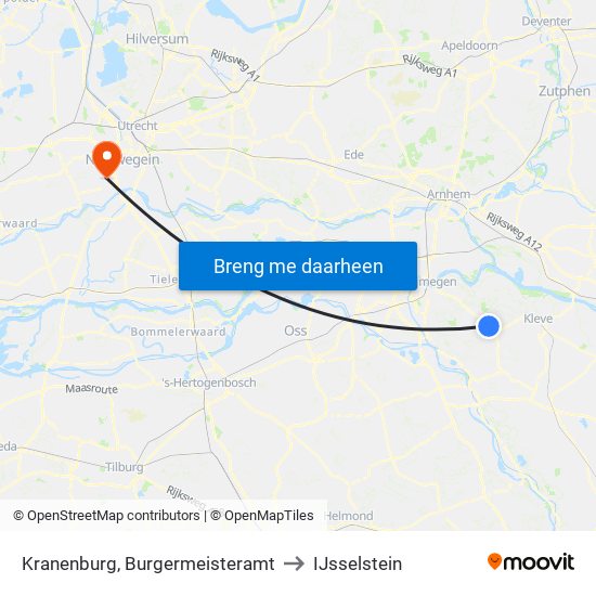 Kranenburg, Burgermeisteramt to IJsselstein map