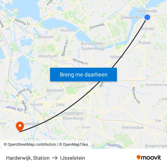 Harderwijk, Station to IJsselstein map