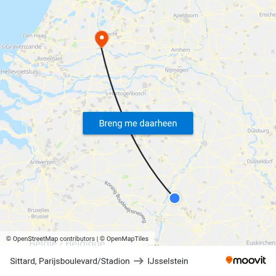 Sittard, Parijsboulevard/Stadion to IJsselstein map