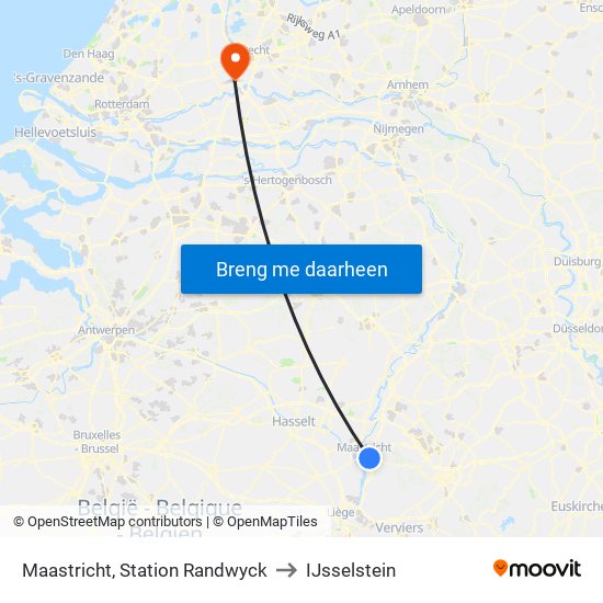 Maastricht, Station Randwyck to IJsselstein map